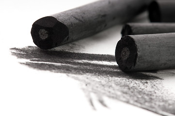 Image showing Artist's black charcoal with smudge