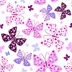 Image showing Seamless pattern with butterflies