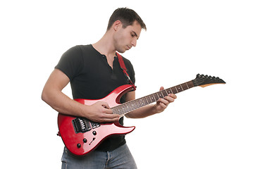 Image showing Man plays the guitar