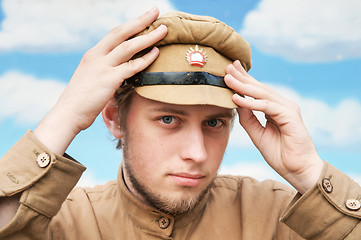 Image showing Portrait of soldier in retro style picture