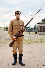 Image showing Soldier with  gun in retro style picture