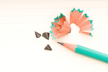 Image showing Pencil and shavings