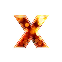 Image showing 3d letter with glowing lights texture - x