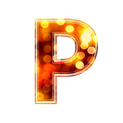 Image showing 3d letter with glowing lights texture - P
