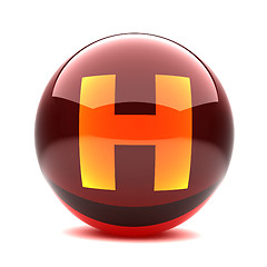 Image showing 3d glossy sphere with orange letter - H