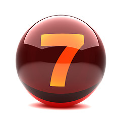 Image showing 3d glossy sphere with orange digit - 7