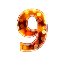 Image showing 3d number with glowing lights texture