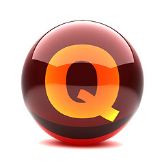 Image showing 3d glossy sphere with orange letter - Q