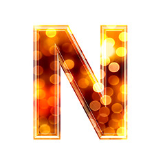 Image showing 3d letter with glowing lights texture - N