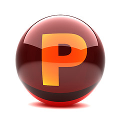 Image showing 3d glossy sphere with orange letter - P