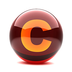 Image showing 3d glossy sphere with orange letter - C