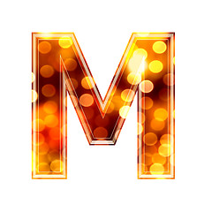 Image showing 3d letter with glowing lights texture - M