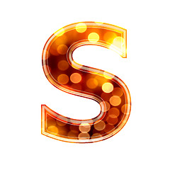 Image showing 3d letter with glowing lights texture - S