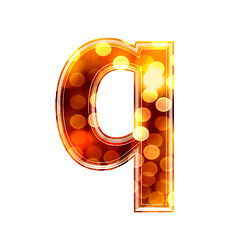Image showing 3d letter with glowing lights texture - q