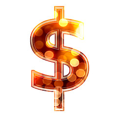 Image showing 3d currency sign with glowing lights texture