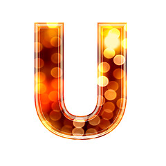 Image showing 3d letter with glowing lights texture - U