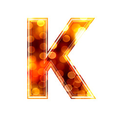 Image showing 3d letter with glowing lights texture - K