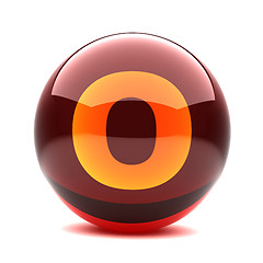 Image showing 3d glossy sphere with orange letter - O
