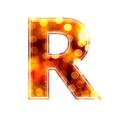 Image showing 3d letter with glowing lights texture - R