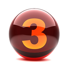 Image showing 3d glossy sphere with orange digit - 3