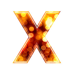 Image showing 3d letter with glowing lights texture - X