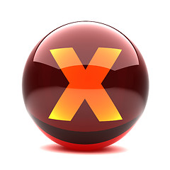Image showing 3d glossy sphere with orange letter - X
