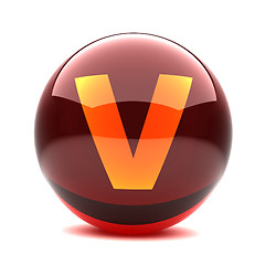 Image showing 3d glossy sphere with orange letter - V