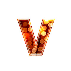 Image showing 3d letter with glowing lights texture - v