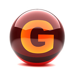 Image showing 3d glossy sphere with orange letter - G