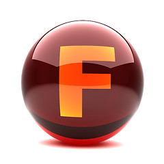 Image showing 3d glossy sphere with orange letter - F