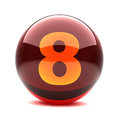 Image showing 3d glossy sphere with orange digit - 8
