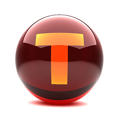 Image showing 3d glossy sphere with orange letter - T