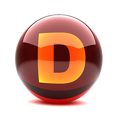 Image showing 3d glossy sphere with orange letter - D