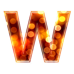 Image showing 3d letter with glowing lights texture - W