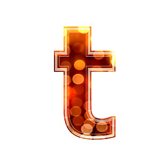 Image showing 3d letter with glowing lights texture - t