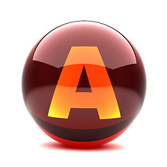 Image showing 3d glossy sphere with orange letter - A