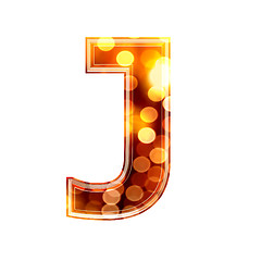 Image showing 3d letter with glowing lights texture - J