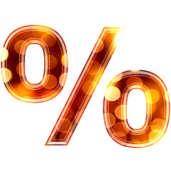 Image showing 3d percent sign with glowing lights texture