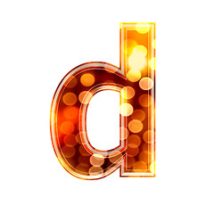 Image showing 3d letter with glowing lights texture - d