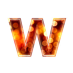 Image showing 3d letter with glowing lights texture - w