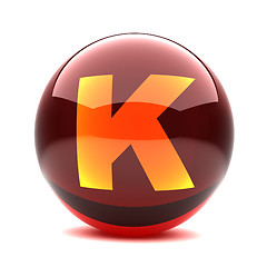 Image showing 3d glossy sphere with orange letter - K