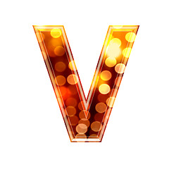 Image showing 3d letter with glowing lights texture - V