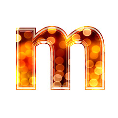 Image showing 3d letter with glowing lights texture - m