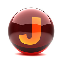 Image showing 3d glossy sphere with orange letter - J