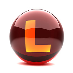 Image showing 3d glossy sphere with orange letter - L