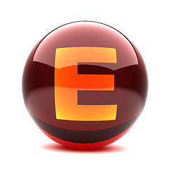 Image showing 3d glossy sphere with orange letter - E