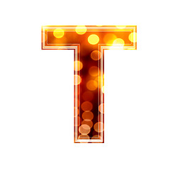 Image showing 3d letter with glowing lights texture - T