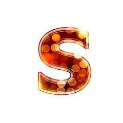 Image showing 3d letter with glowing lights texture - s