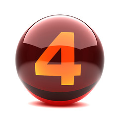 Image showing 3d glossy sphere with orange digit - 4