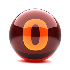 Image showing 3d glossy sphere with orange digit - 0